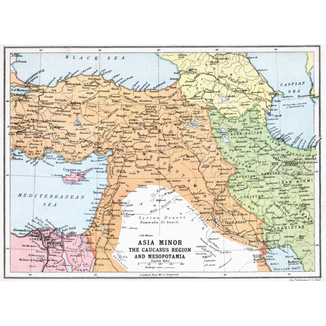Map Of Asia Minor And Caucasus Region And Mesopotamia At Beginning Of First World War From The Great World War A Histor